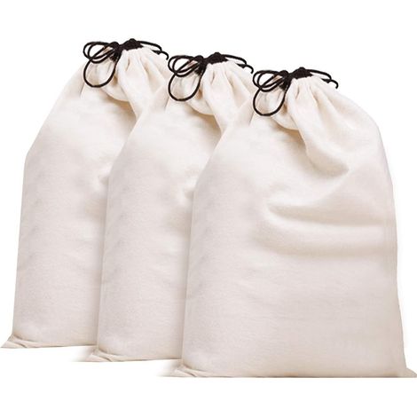 Sac De Rangement Avec Cordon De Serrage - En Coton Respirant Anti-poussière - Pour Vêtements, Chaussures Et Accessoires - Lot De 3 (1/5)