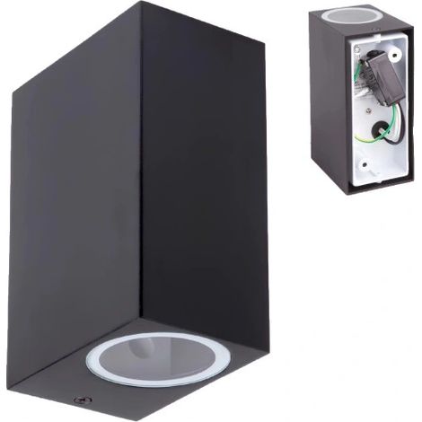 Applique esterna parete 2xGU10 IP44 alluminio nero Ecolight (1/3)