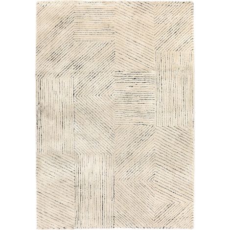 Tapis de Salon Rectangulaire en Polyester Recyclé Doux et Résistant Blanc Neige 160 x 230 x 2 cm - PANGIVO (1/3)