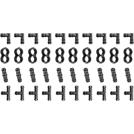 Kit professionnel de 80 raccords d'irrigation goutte à goutte pour jardin, noir (1/5)