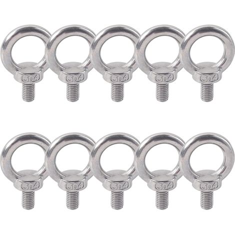 Anillo de elevación, acero inoxidable 304, perno de ojo con rosca macho M6X11, tornillo para maquinaria, pernos de elevación para cargas marinas, 10 unidades, 4,22,61 cm (1/3)