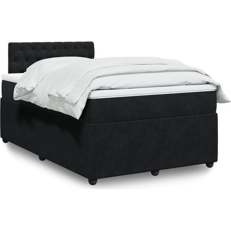 Cama box spring con colchón terciopelo negro 120x190 cm vidaXL (1/5)