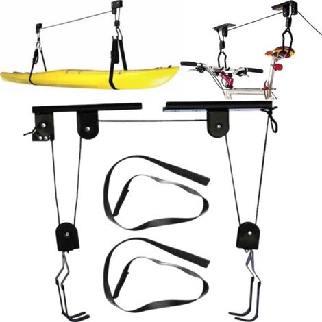 Système de fixation au plafond pour support de vélo surélevé, capacité de charge 57 kg, support de kayak de 26 x 13 x 10,5 cm pour vélos surélevés, kayaks et rangement au plafond (1/5)