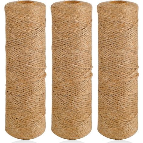Lot de 3 Cordes en Jute Naturel 1,5 mm 300 m pour Jardin et Bricolage Décoration (1/5)