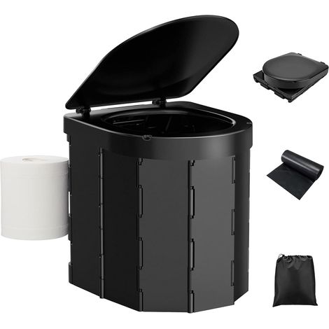 Tragbare, faltbare Autotoilette für Erwachsene mit Deckel und Toilettenpapierhalter – Tragkraft über 120 kg – für Camping, Wandern und Ausflüge (1/5)