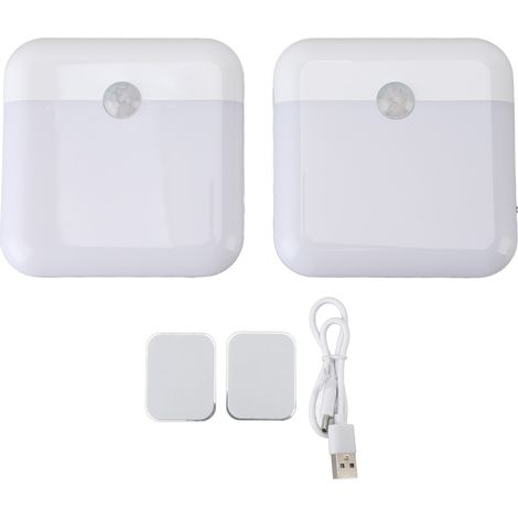 Ortviai Veilleuse LED avec capteur de mouvement, 2 pièces, 2 températures de lumière, rechargeable USB-C, aimantée et adhésive (1/5)
