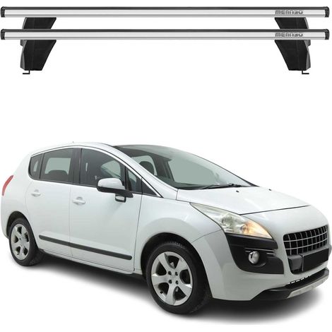 OMAC Barres de toit transversales en aluminium pour Peugeot 3008 I 2008-2016 – Antivol – Rainure en T – Testées City Crash – Charge Max 75 kg Argent (1/4)