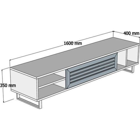 Porta TV in legno "Eray" - 160 x 40 x 35 cm - Noce, Antracite