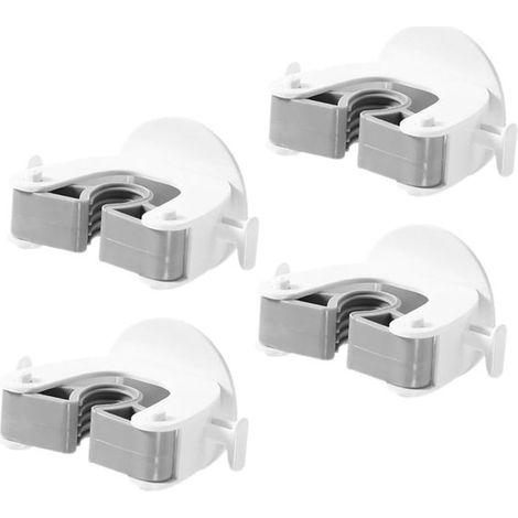 Lot de 4 porte-balais autocollants en ABS, supports muraux avec adhésif puissant, rangement pour balais et outils de jardin, blanc (1/5)