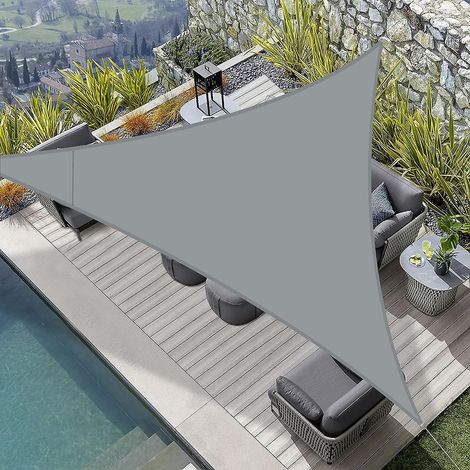 3x3x3m Gris Voile D'ombrage Impermable Triangulaire  Pes Toile Ombrage Auvent Protection Des Rayons Uv Pour Extrieur Jardin Terrass Balcon Couleur (1/5)