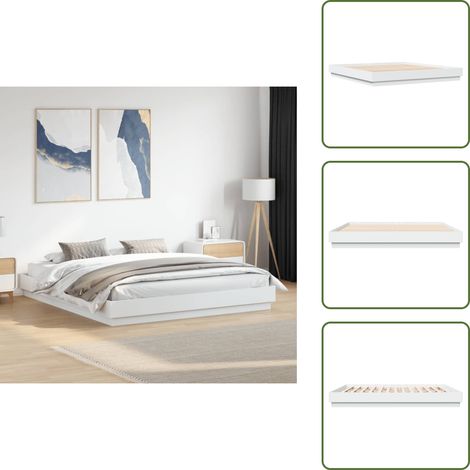 The Living Store Cadre de lit sans matelas blanc 180x200 cm - Cadre De Lit - Lit Double - Lit Blanc - Meuble Chambre - Literie (1/5)