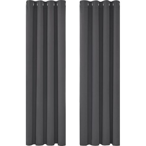 Rideau Thermique Isolant Anti Froid, 135x240 CM (Largeur x Hauteur), Rideaux Occultant pour Salon et Chambre, Design Moderne à Oeillets, Gris Foncé, 2 Pièces (1/5)