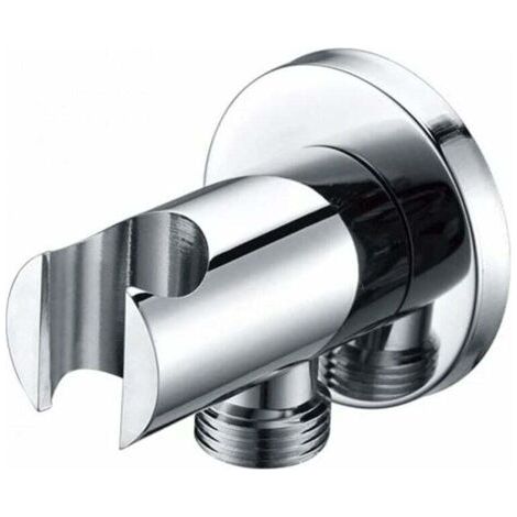 Pair Handbrausehalterung, Wandwinkel mit Brausehalterung, runde Brausekopfhalterung, universeller Brausewinkel mit Brausehalterung/Anschluss (silber)