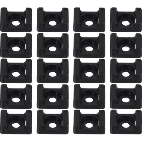 120pcs Support de Fil en Nylon Noir Base de Selle, Facile à Monter et Dissimulé Fixation Propre des Câbles Électriques Souples (1/5)