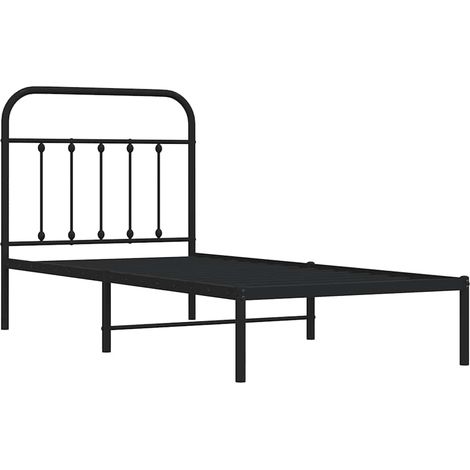 Metallbettgestell mit Kopfteil schwarz 90x190 cm