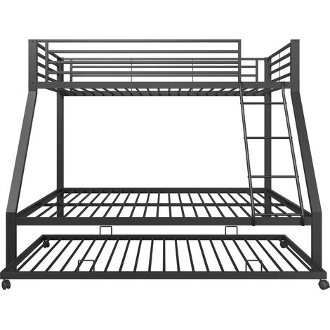 Litera metálica negra 90x200 y 140x200 cm con cama nido 90x190 cm HOMVRA (1/5)