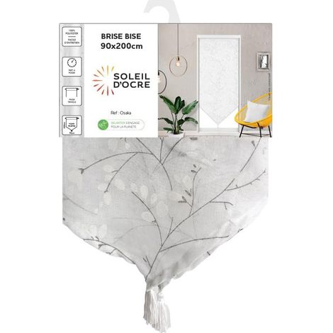 Voile Porte fenêtre, Polyester, Blanc, 90x200 cm (1/4)