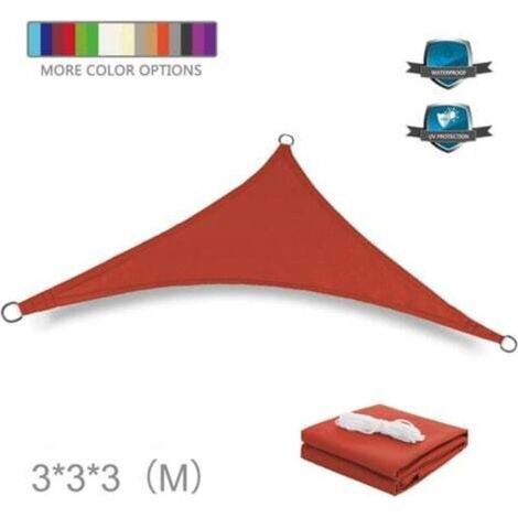 Dreieckiges Sonnensegel für den Außenbereich, 3x3x3m - Rot (1/4)