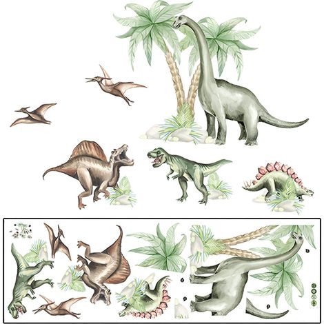 2 Planches autocollants muraux dinosaures, phosphorescents, PVC non toxique, décoration chambre enfant (1/5)