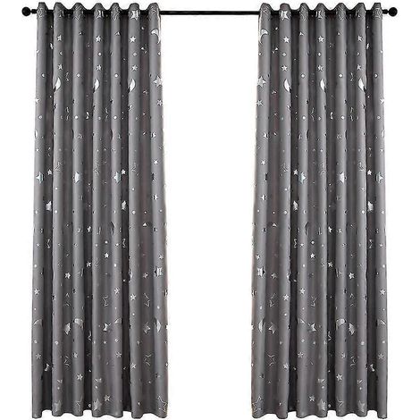 Fenstervorhänge mit Sternen- und Mondmotiv-100130 cm-grey