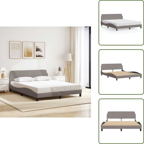 Cadre de lit sans matelas taupe 160x200 cm tissu - Cadre De Lit - Lit Double - Lit Design - Literie - Têtière De Lit (1/5)