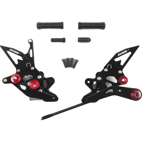 Reposapiés para motocicleta, mecanizados por CNC, diseño ajustable, color negro. (1/2)
