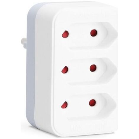 Power strip for European socket, 3 socket adapter, 3 European sockets, child safety, 2,300 W, white (1/4)