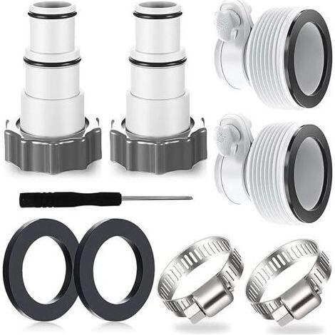 Pair Lot de 6 adaptateurs de tuyau de piscine - Adaptateur de tuyau pour piscine - Adaptateur de tuyau pour pompe - Raccord pour tuyau de 32 et 38 mm de diamètre (1/5)