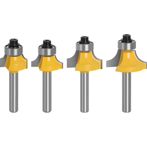 Ensemble de 4 fraises à arrondir les angles - Queue de 6mm/6.35mm pour défonceuse à bois (1/5)