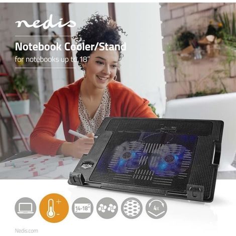 Laptop-Kühlständer für Laptops bis 18 Zoll, Universal, Schwarz (1/4)