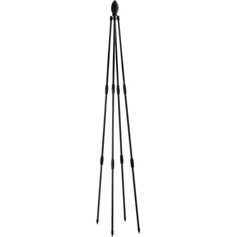 Garten-Obelisk aus Metall / 120 cm oder 160 cm / 4 stabile Füße / Schwarze, korrosionsbeständige Kunststoffbeschichtung / Rankhilfe für Kletterpflanzen (1/5)
