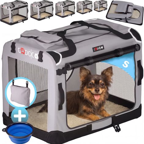 CADOCA® Hundetransportbox faltbar Katzentransportbox Transportbox Autobox Hundebox Box versch. Größen Farbwahl  M - Grau