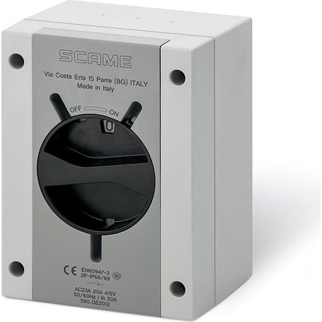 Interruttore sezionatore generale 63a 2 poli ip66 ip69 scame 590.ge6302