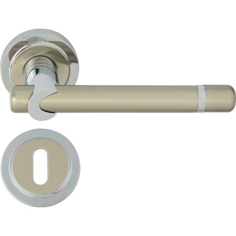 Domino poignee de porte delphi r m6m9 bb poignee avec rosace bb pour cle chromenickel brillant (1/5)