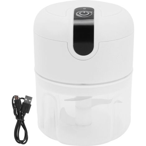 Hachoir à ail 250ml, bol en plastique, lame acier inoxydable, rechargeable USB 1300mAh, mini hachoir avec couvercle de sécurité pour noix, gingembre, ail, oignons, légumes (1/5)