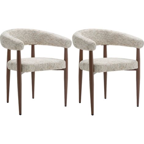Nour - lot de 2 fauteuils en tissu moucheté - pieds en métal effet bois