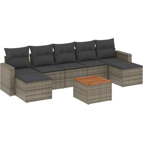 Maison Exclusive - 8-tlg. Garten-Sofagarnitur mit Kissen Grau Pol