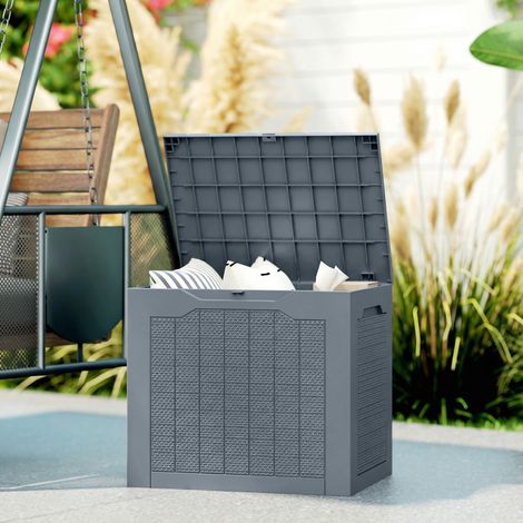 Coffre de Rangement Extérieur 97L avec Poignées Encastrées, Malle de Rangement Extérieur Étanche, 56x41x50cm, Gris Clair (1/5)