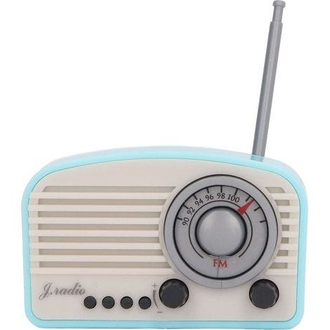 Miniature radio vintage pour maison de poupée, décoration réaliste bleu ciel, jouet mignon pour enfants, modèle de collection (1/5)