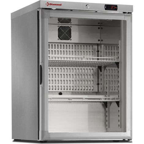 Frigo ventilé vitré 150L en acier inox AISI 304 éclairage LED classe B - Diamond