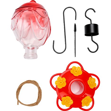 Mangeoire suspendue d'extérieur en verre transparent, avec 6 ouvertures pour nourrir les oiseaux sauvages, idéale pour jardin, cour ou balcon. (1/5)