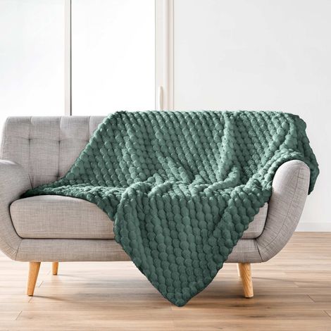 Plaid 125x150 imitation fourrure/sherpa vert Frosty