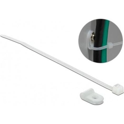 18859 - MOUNTING CLAMP 3.2 MM WITH CABLE TIE L 100 X W 2.5 MM WHITE DELOCK