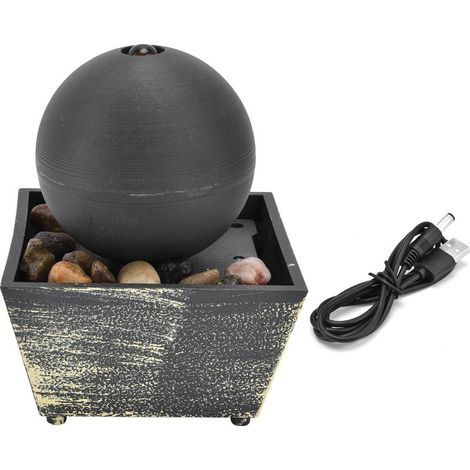 statue jardin exterieur-Fontaine à boule LED USB pour bureau - Décor zen pour maison et bureau avec pierres naturelles (1 pièce) (1/5)
