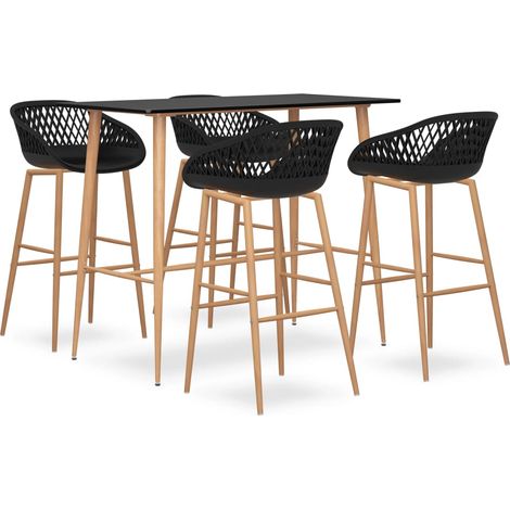 Mesa alta y taburetes de bar 5 piezas negro vidaXL