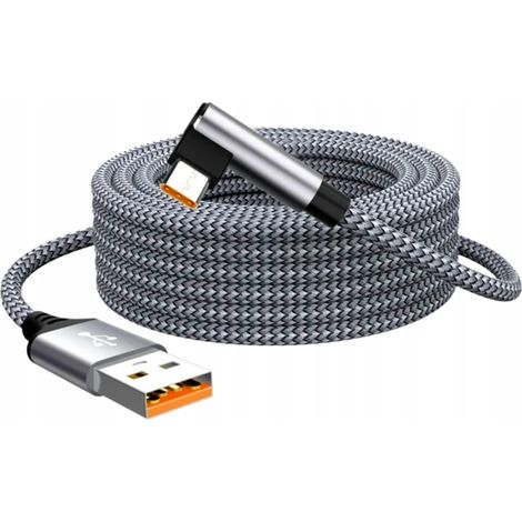 Stahlgraues USB-A/USB-C-Winkelkabel (90°), 8 m (8 Meter), 6 A (1/5)