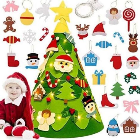 Arbre De Noël en Feutre - - DIY Sapin de Noël - 18 ornements - LED - Cadeaux enfants (1/5)