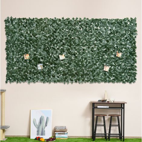 Seto artificial de ocultación 300x150 cm de polietileno verde oscuro para balcón – MEUBLIV (1/5)