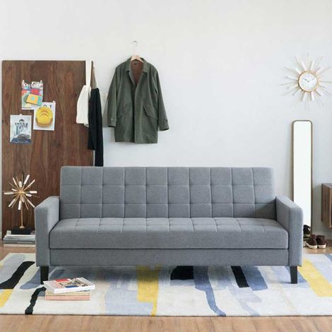 Canapé convertible en tissu gris 184x114x28cm (1/4)