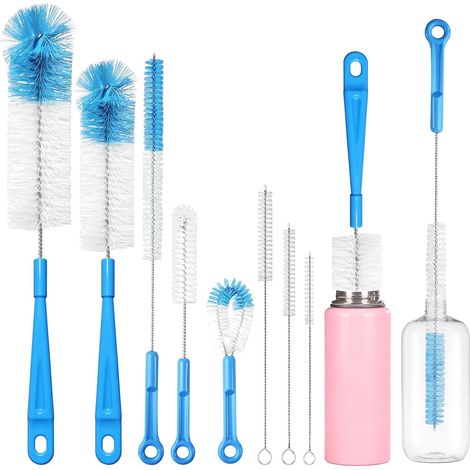 Lot de 8 Goupillon, Long manche, Nylon, Acier inoxydable, Cuisine, Biberon